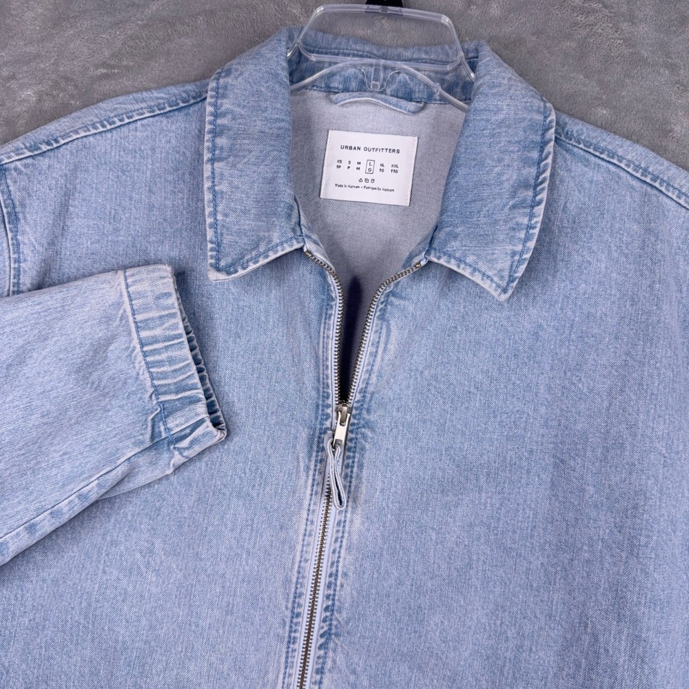 Urban‎ Outfitters Harrington Style Denim Jacket Mens L Full Zip Collared Casual